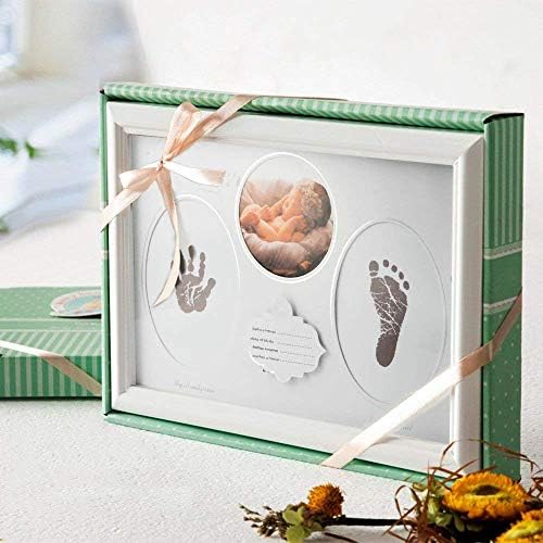 GTweyre Комплект за детска Рамка с Отпечатък от ръка и отпечатък от крака, Снимка за спомен От първата Година, Бяло Дървена Декорация