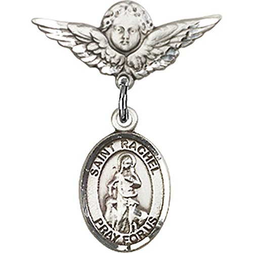 Иконата на Бебето от Сребро с Чар Свети Рейчъл и Икона на Ангел с Крила 7/8 X 3/4 инча