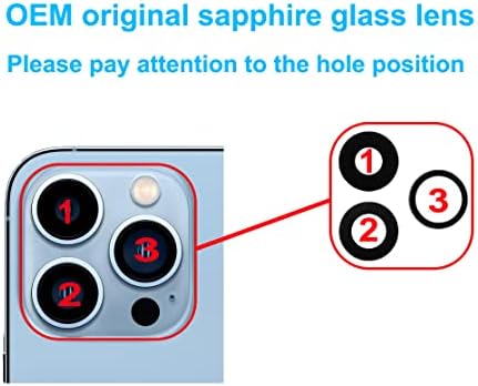 Awyidu Комплект от 3 теми, Подмяна на стъклени лещи за задната камера OEM за iPhone 13 Pro 6,1 инча за iPhone 13 Pro Max 6,7 инча