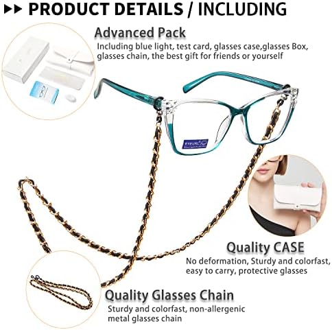 Очила за четене EYEURL за жени - Модни дамски Ридеры, Блокиране на Синя светлина, с кутия пролетта панти, със защита от отблясъци
