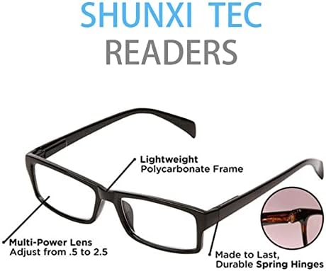Очила One Power с Удобна кутия пролетта панти за четене за мъже и Жени, Очила в Черни Квадратни Рамки със самостоятелно Регулиране