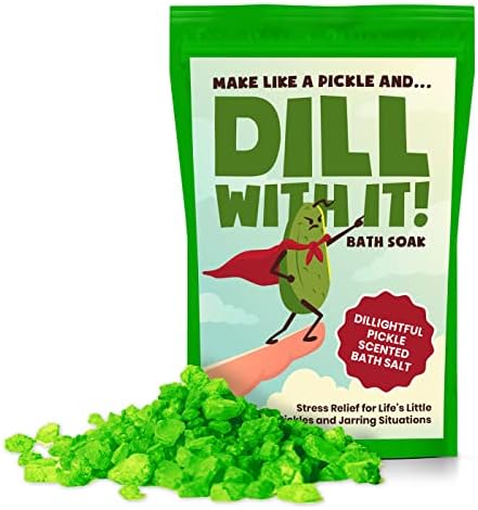 Dill with It Pickle Bath Soak - Сол за вана с аромат на укропных краставици премиум-клас за тийнейджъри - Необичайна спа-подарък за любителите на кисели краставички, Забавни пълн