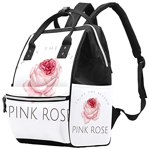 Розовата Роза Чанти-Тоут за Памперси Мумия Раница с Голям Капацитет Чанта за Памперси За Хранене Пътна Чанта за Грижа за Детето