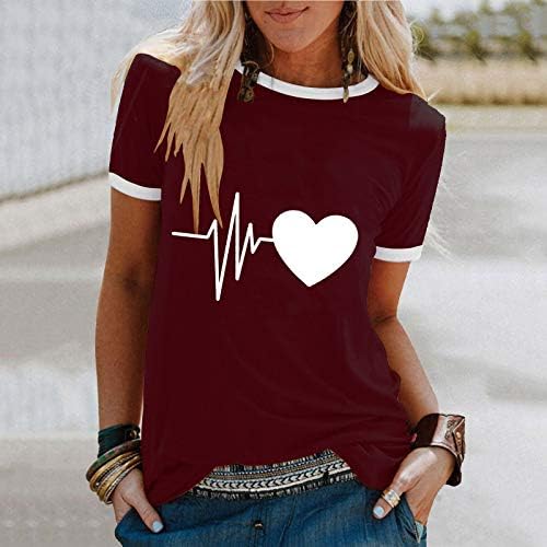 Дамски ежедневни тениска Neartime, летни блузи с къс ръкав и кръгло деколте, модерна блуза с модел е Любимо на сърцето