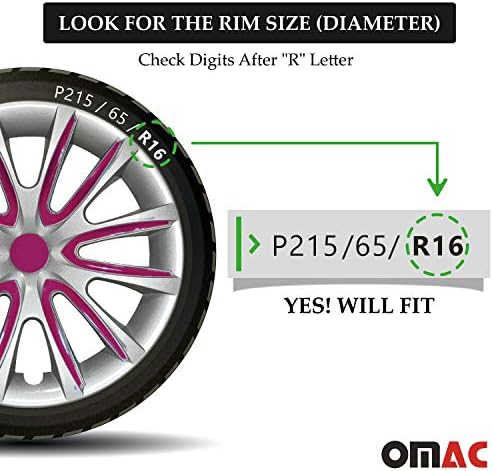 Капачки за джантите на колелото OMAC | Автомобилни Аксесоари, 16-цолови Капачки за ступиц в Стил OEM Комплект от 4 теми|Автокоригиране