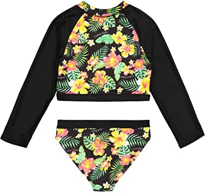 Комплект на бански костюм на Calvin Klein за момичета от две части, със защита от слънцето UPF 50+