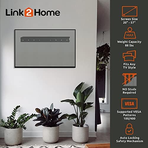 Монтиране на стена за телевизор Link2Home с фиксиран монтиране до 57 см, монтирани директно в стената от гипс или гипсокартон, не