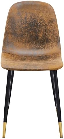 Трапезни столове HOMY CASA, Комплект от 4 Стола, Класически Кухненски Кът, Столове в стил средата на века, Черни Златни Метални