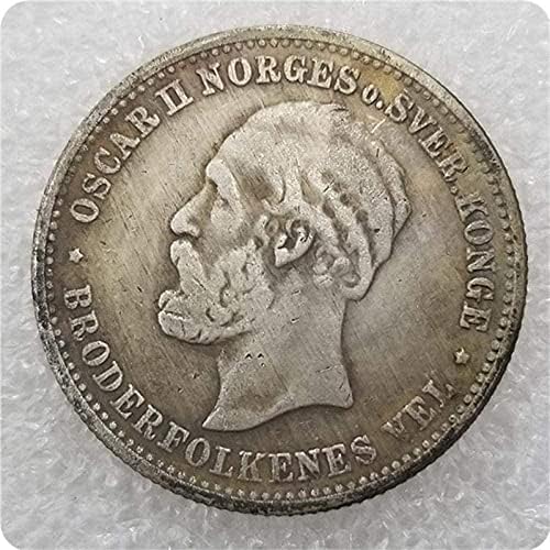 Старинни Занаяти Норвегия 1887 Норвегия Монета в 2 Короната Колекция CoinCoin Възпоменателна Монета