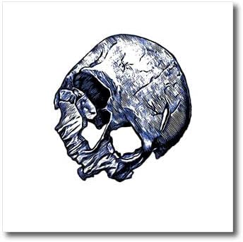 3d Фигура Разбити човешки череп в стил татуировка Синьо мастило - Ютия на теплопередаче (ht_351245_1)