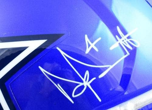 Автентичен каска Далас Каубойс F/S Flash Speed с автограф Дък Прескот - Холограма на BAW - Каски NFL с автограф