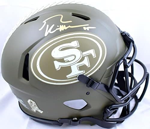 Джордж Киттл подписа 49ers F / S Salute на каска Service Speed Auth -Холограма каски NFL с автограф от Бекет