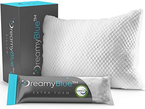 Възглавница премиум-клас DreamyBlue за сън - Пълнител от настърган пяна с памет ефект [Регулируема таванско помещение], Моющийся