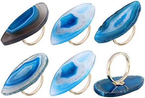 WarmHut Комплект от 6 пръстени за салфетки от естествен ахат - за украса на масата на Коледа вечеря в чест на Деня на Благодарността - Титуляр на пръстените за салфетки з