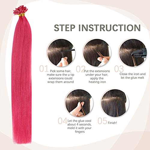 Розово коса за удължаване, естествена коса Itip и естествена коса Utip, 14 инча, 25 г предварително залепените коса за удължаване