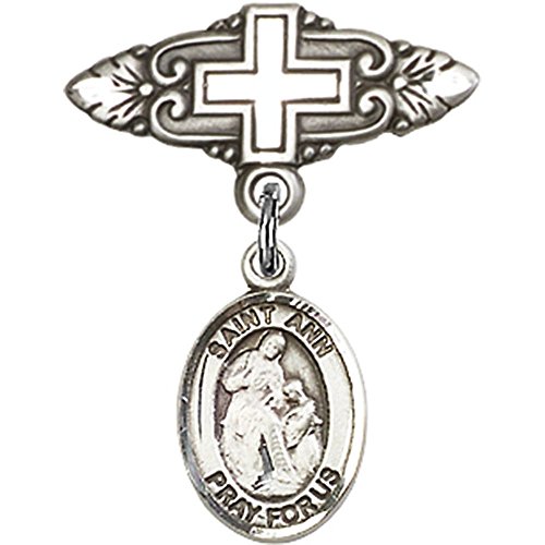 Детски икона от сребро с надпис St . Ключодържател Ан и Икона-на жени с Бод 1 Х 3/4 инча