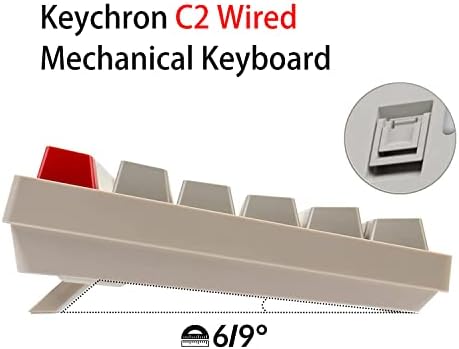 Ключодържател C2 104 Клавиша пълен размер Жичен Механична Клавиатура за Mac, Windows, Класически Ретро Сив/Бял Цвят, ABS Капачки за ключове, Кафява Ключ, Детска клавиатура USB-