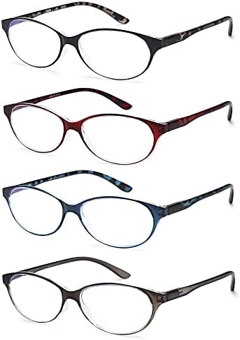 EYEURL 4 Чифта Очила за четене, за Жени, Мъже, Със Защита от Синя Светлина, Блокер на Компютърни Очила за Четене с Чували