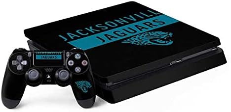 Игри кожата Skinit Decal, Съвместим с PS4 Тънък Пакет - Официално Лицензиран дизайн серия NFL Джаксънвил Jaguars Black Performance Series