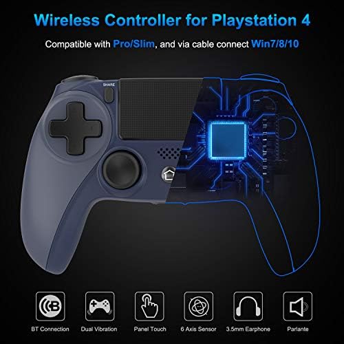 Безжичен гейм контролер Medvoe за PS4, Вграден Високоговорител/Жироскоп/Моторници Джойстика, Дистанционно геймпад за конзола Playstation