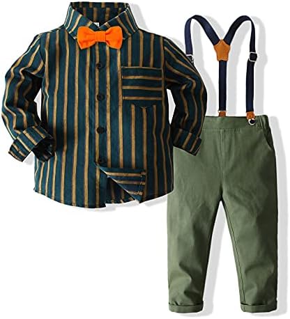 Комплекти дрехи за малки момчета Kimocat, Риза в клетка с Папийонка и Панталони на Подтяжках, Съоръжения