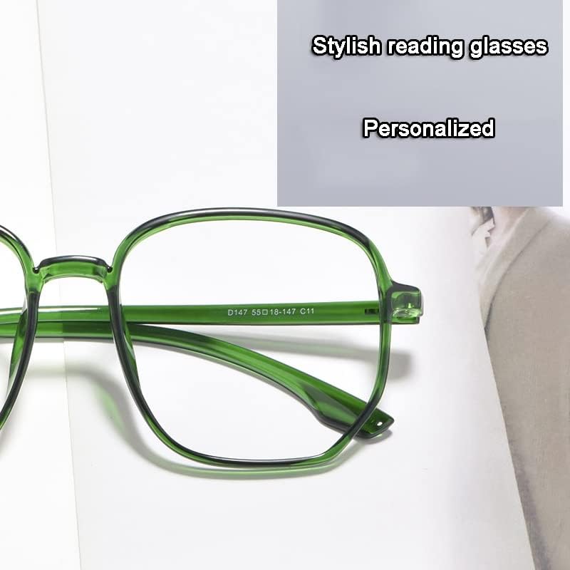 Стилни очила за четене в големи рамки, четящо устройство с пружинным тръба на шарнирна връзка срещу синя светлина, Очила с защита