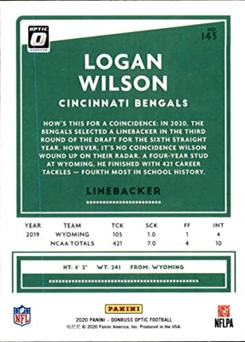 2020 Donruss Optic 143 Logan Wilson Новобранци RC - Карта начинаещ Cincinnati Bengals Football NM-MT