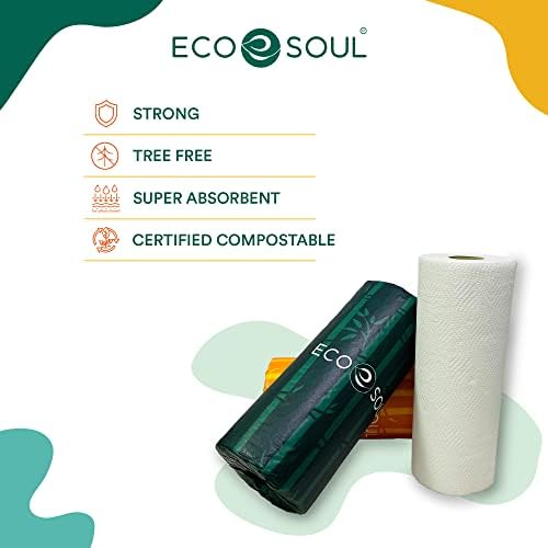 Комплект кухненски хартиени кърпи за ръце ECO SOUL от бамбук, 6 ролки | 900 листа 150 листа в ролка | 2-слойное Ультрапоглощающее,