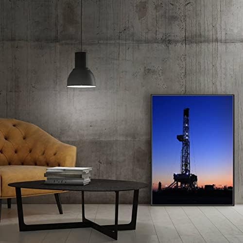 Платно в рамка с Конзола за Изкуство Нефтепромысловая наблюдателна кула през нощта Щампи върху Платното за Хол, Спалня, Офис Стенен Декор - Стенни Картини на Големи