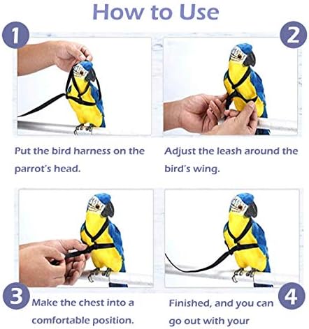 Шлейка за птици SZSJBK, Регулируема найлонов каишка за папагали със защита от ухапвания за тренировки на открито, подходящ за източните