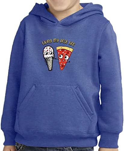 Living My Best Life Пуловер с качулка за деца - Hoody с качулка Отвътре с Бисквитом за Сладолед - Hoody с качулка за пица за деца