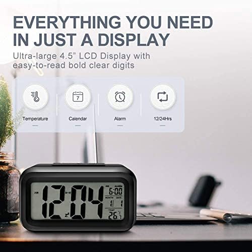 Digital alarm clock YouJabz, Аларма за Спалня с умен Ночником, Температура в помещението, Голям led дисплей, Настолни Часовници на Батерии за Детски Рожден Ден