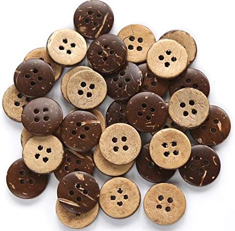 Копчета от кокосови черупки GANSSIA Размер 5/8 инча (15 мм) 4 Дупки Кокосови Пуговица за Шиене на ризи или занаяти собствените си