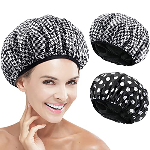 Шапка за душ с подплата от хавлиени тъкани, 2 предмета, Голяма Трехслойная шапка за душ с функция сушене на косата от микрофибър,