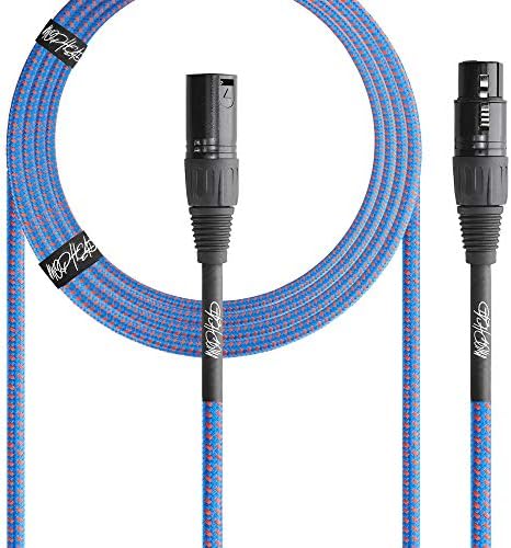 15-Крак Балансиран XLR-микрофон, кабел Mophead - 3-Пинов XLR към конектора XLR Pro Grade с двойна изолация твидовой оплетке (синьо