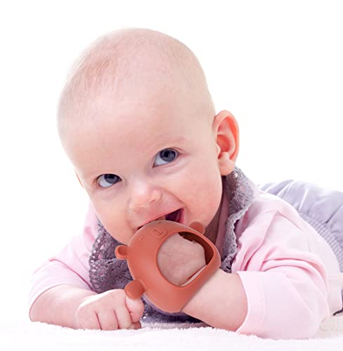 Силиконовата Детска играчка-прорезыватель AULEGE за бебета 3 + месеца Силикон детска Варежка-прорезыватель със защитата от загуба