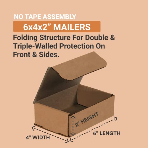 AVIDITI Small Доставка Boxes 6 L x 4W x 2H, 50 опаковки | Картонена кутия, Защитена от раздавливания, за изпращане, съхранение,