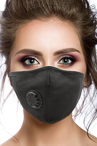 Прахозащитен маска MountainAir-1 Памучен маска с 4 въглероден филтри и Респираторно клапа - за Многократна употреба и почистваща