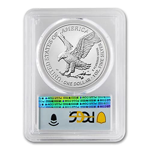 Монета с американски сребърен орел MS-70 тегло 1 унция 2023 година (Първия ден на издаване - Етикет с флага) $ 1 MS70 бр.
