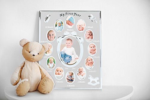 рамка за снимки на първата година от живота на бебето tiny ideas, Първата година по месеци, Регистър на новородените, Сребриста